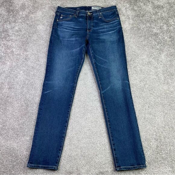 Ag Adriano Goldschmied Prima Jeans Women's 30 Blue Slim Straight Low Rise Dark - Picture 1 of 13
